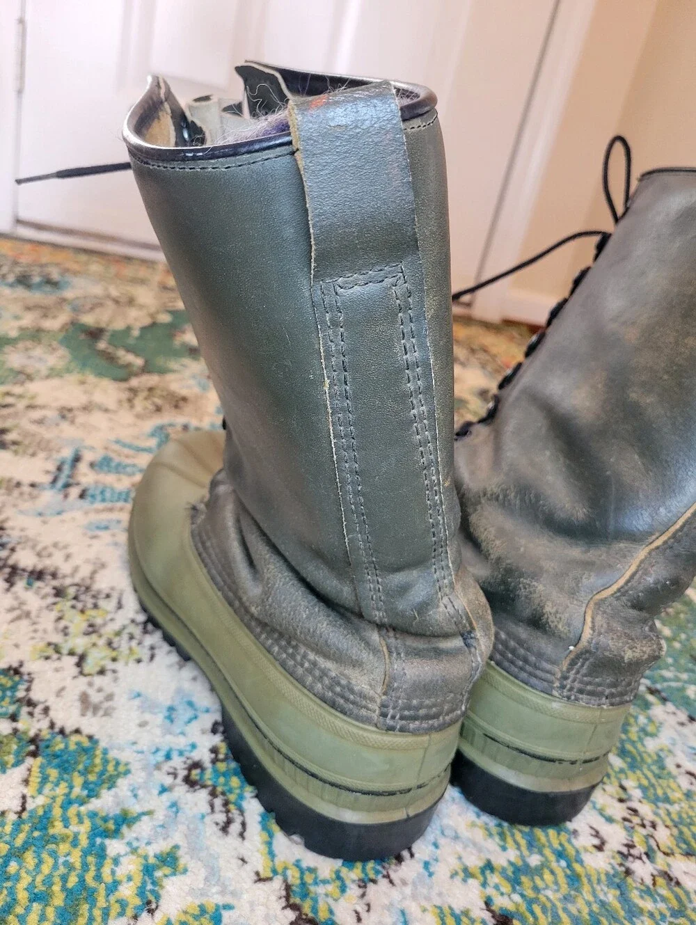 Vintage Sorel Olive Green Tall Heavy Duty Winter Pac Boots, Size Mens 11